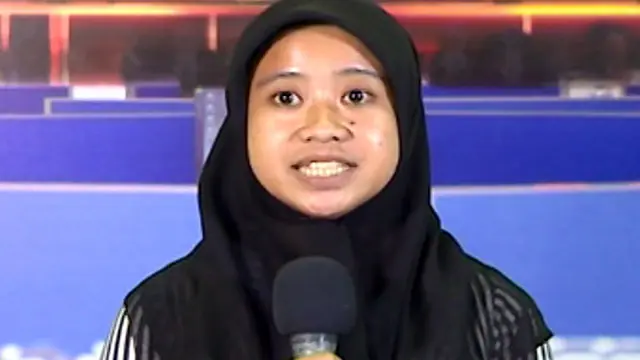 Dessy Aditya Ningrum Peserta Presenter di Indonesia Broadcaster Expo.