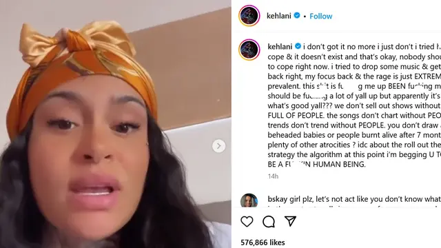 Unggahan Kehlani tentang penyerangan Rafah. (Instagram/ kehlani).