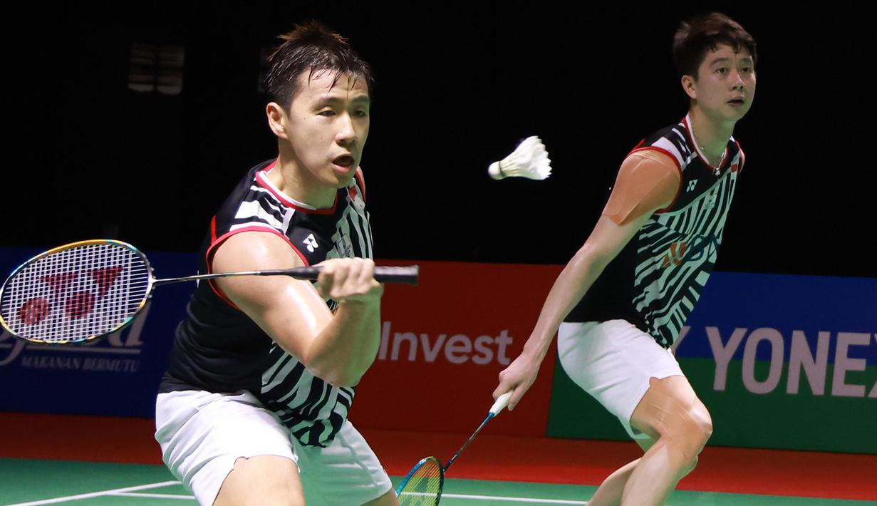 Dalam laga yang digelar di International Convention Center, Nusa Dua, Bali, Kevin Sanjaya Sukamuljo/Marcus Fernaldi Gideon harus bermain tiga game sebelum mengalahkan Choi Sol-gyu/Kim Won-ho dalam waktu tepat 1 jam. (Dok. PBSI)