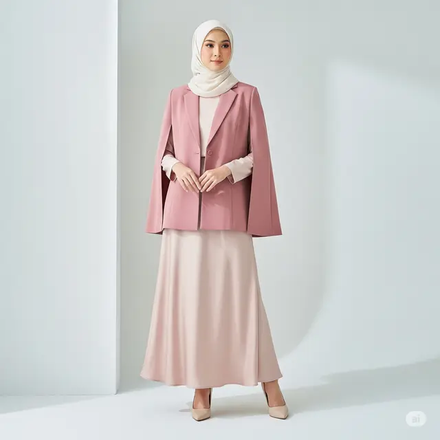 Inspirasi Setelan Baju Pesta Muslimah Blazer Rok Panjang.