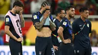 Penyerang Uruguay bernomor punggung 09, Darwin Nunez, bereaksi setelah kalah dalam pertandingan Grup H Piala Dunia 2026 antara Uruguay dan Spanyol di Stadion Guadalajara di Zapopan pada 26 Juni 2026. (CARL DE SOUZA/AFP)