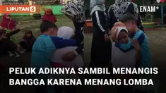 Momen haru seorang kakak peluk adiknya saat ikuti lomba hula hoop menarik perhatian