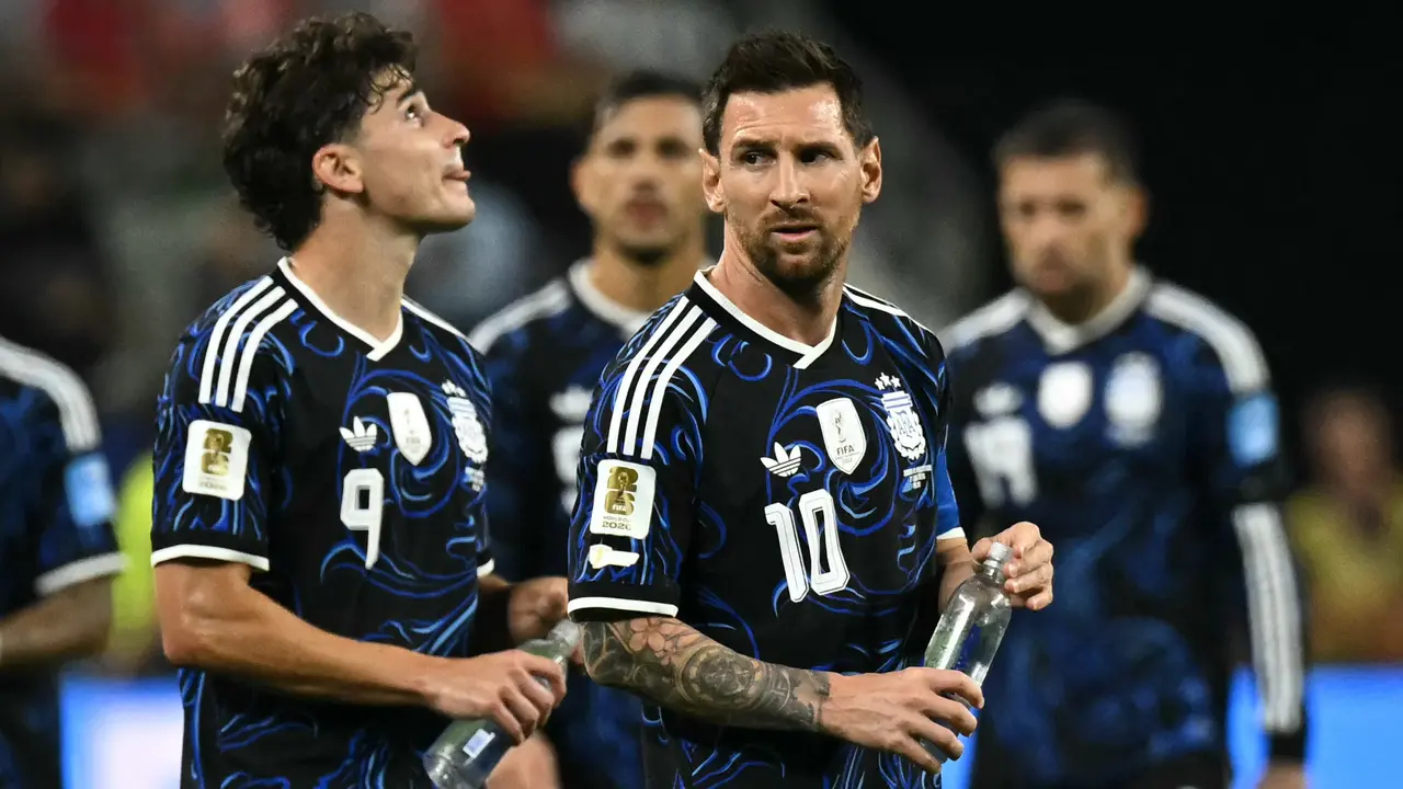 Penyerang Timnas Argentina, Lionel Messi, saat melawan Timnas Yordania.