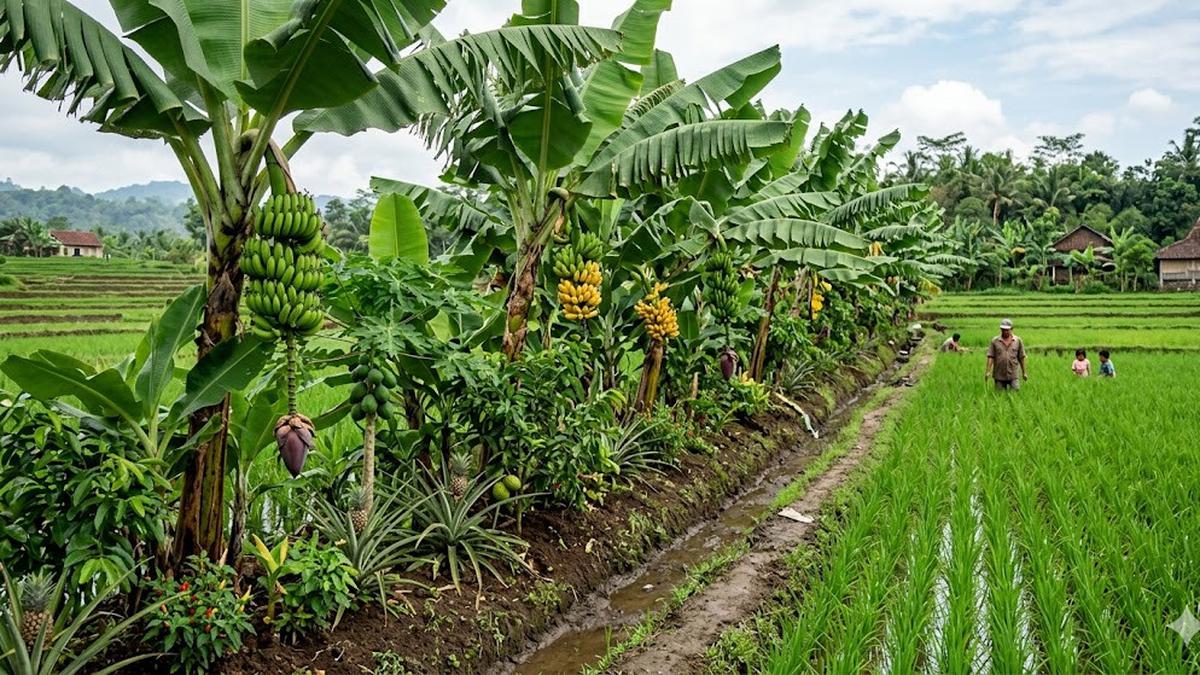 6 Ide Kebun Buah Mini di Sela Tanaman Padi, Pertanian Terpadu Menguntungkan