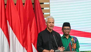 Namun, ada yang kurang dari deklarasi Ganjar-Mahfud. Tidak ada Presiden Joko Widodo (Jokowi), yang merupakan kader PDIP. (Liputan6.com/Faizal Fanani)