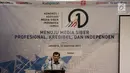 Wakil Presiden Jusuf Kalla memberikan sambutan saat membuka kongres pertama Asosiasi Media Siber Indonesia (AMSI) di Jakarta, Selasa (22/8). Kongres AMSI dijadwalkan dihadiri perwakilan dari seluruh provinsi di Indonesia. (Liputan6.com/Johan Tallo)