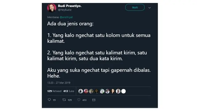 Jenis Orang Kalau Lagi Ngechat