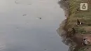 Warga melakukan aktivitas mancing di Kanal Banjir Barat, Jakarta, Selasa (9/6/2020). Fase pertama PSBB transisi di Ibukota dimanfaatkan warga untuk memancing. (Liputan6.com/Johan Tallo)