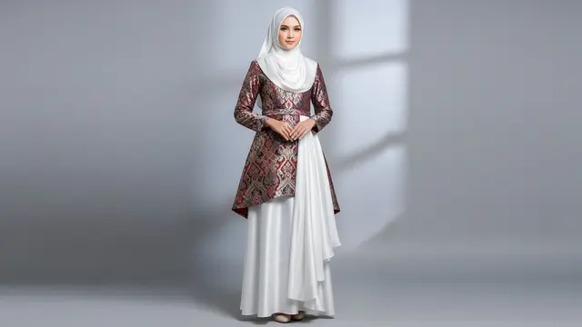 Model Baju Bridesmaid Brokat Hijab/ Ilustrasi AI