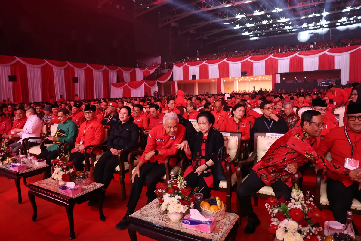 Ganjar Pranowo menghadiri Rakernas PDIP di Beach City International Stadium Ancol, Jakarta, Jumat (24/5/2024).