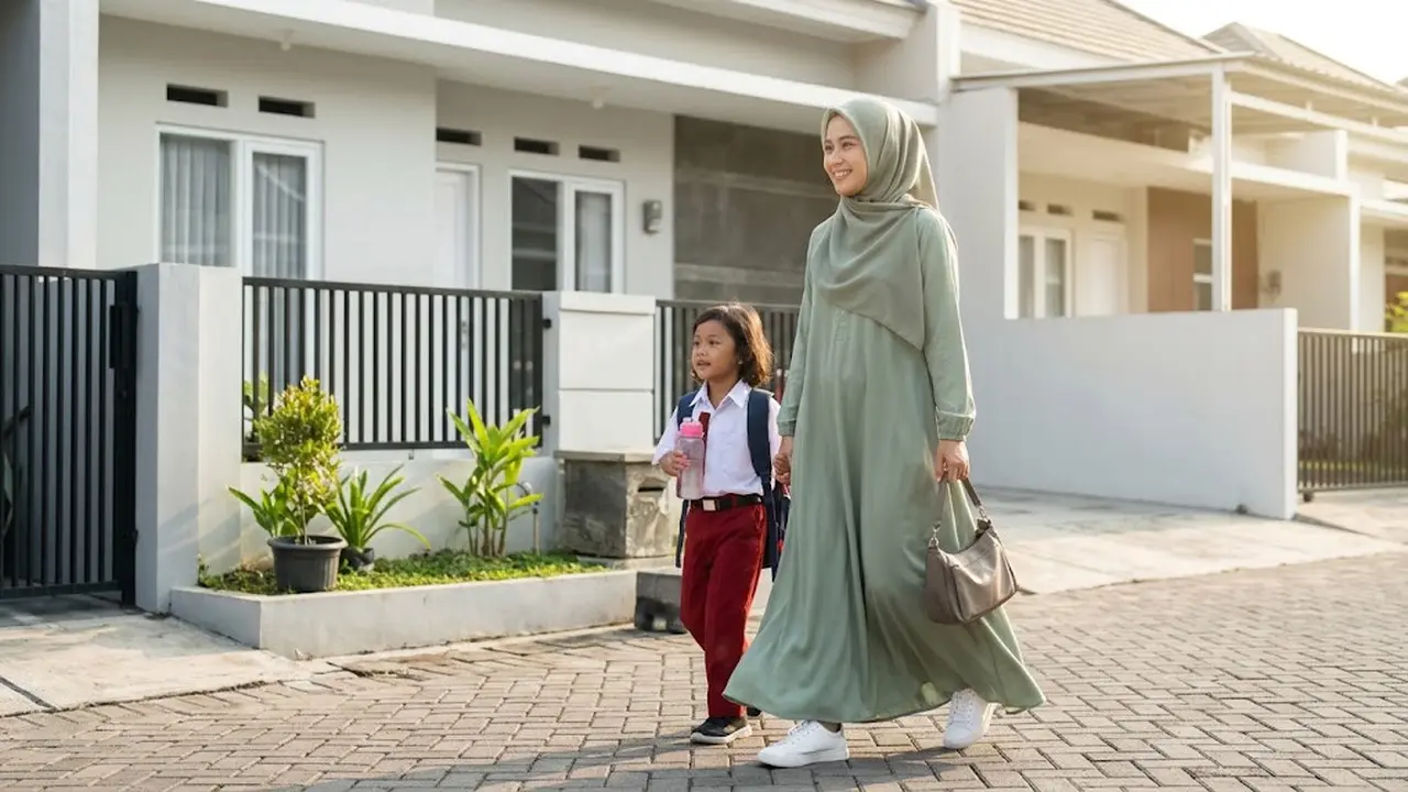 Model Baju Gamis Polos Modern Terbaru untuk Ibu-ibu Antar Jemput Anak