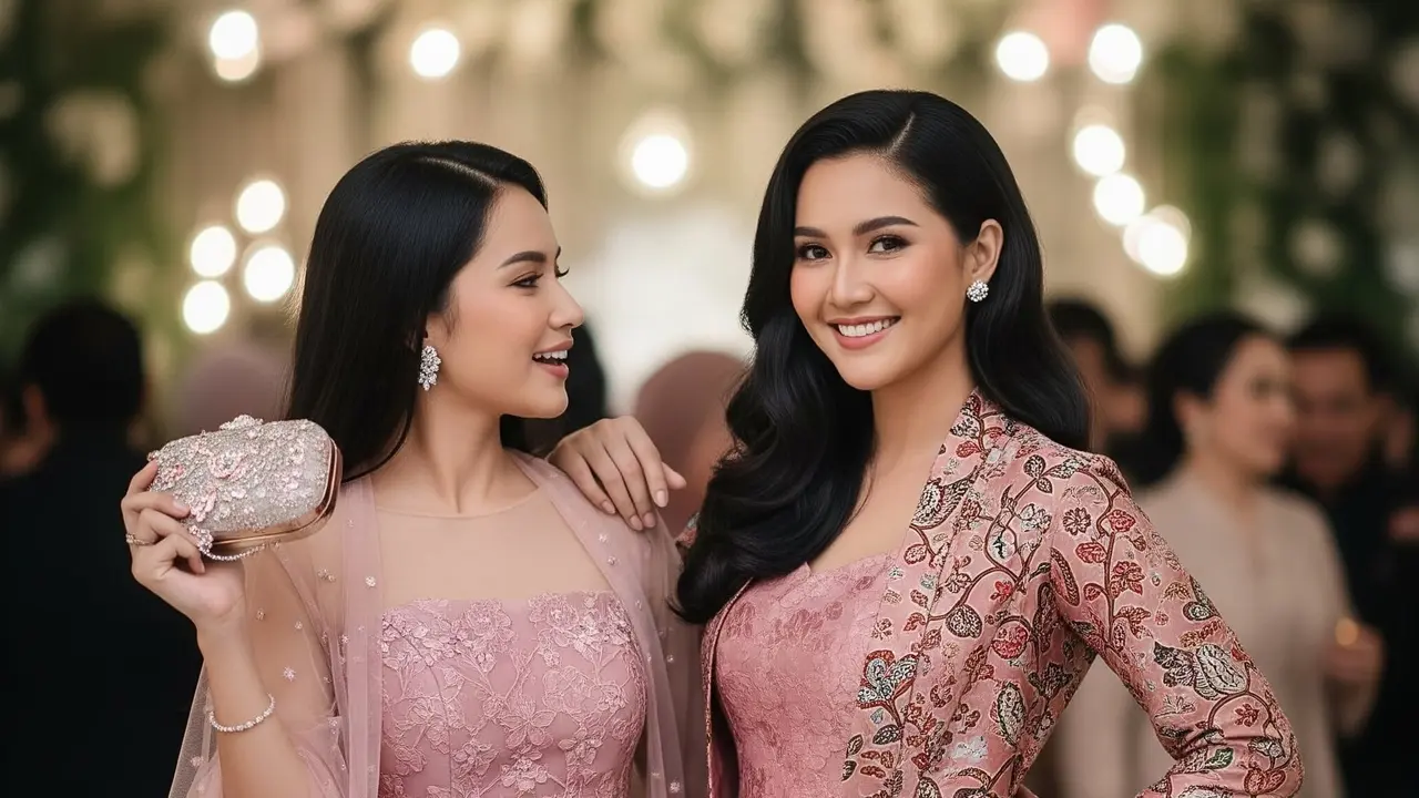 Long Dress Brokat Pastel Siluet A-Line Elegan Terbaru 2025