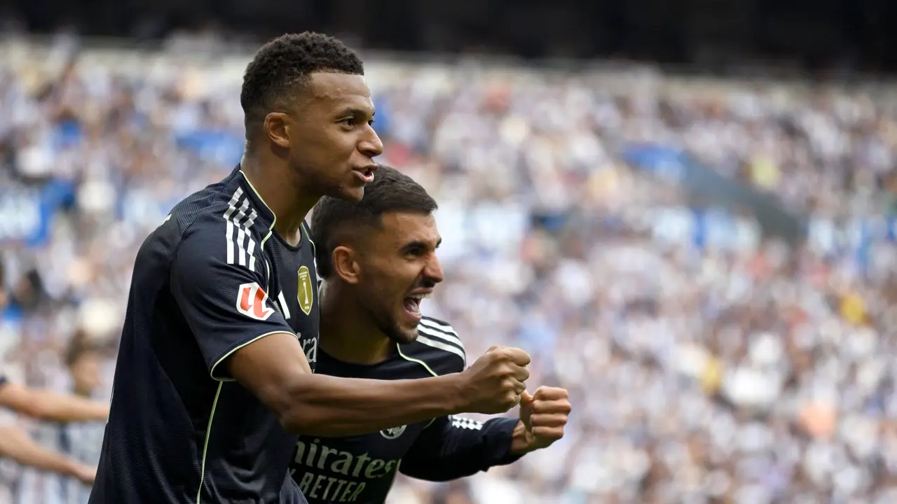Selebrasi pemain Real Madrid saat bungkam Sociedad di ajang LaLiga 2025/2026