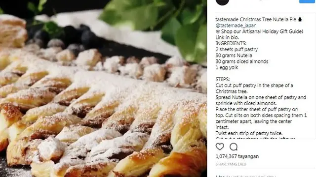 Pie Pohon Cemara Isi Nutella