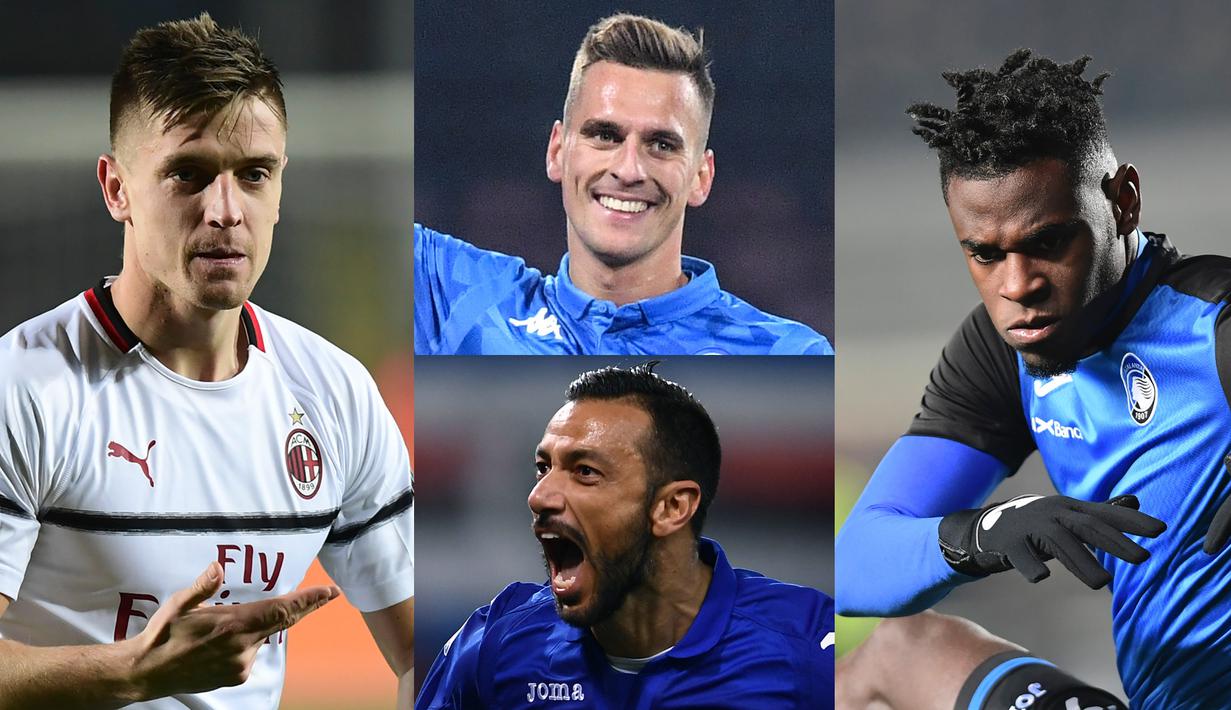 Cristiano Ronaldo tengah mengalami musim pertama yang indah bersama Juventus. Total 19 gol sudah ia buat sejak awal musim. Namun masih ada striker papan atas Serie A yang mampu mengagalkan Ronaldo menjadi raja top scorer di Serie A. (Kolase Foto AFP)