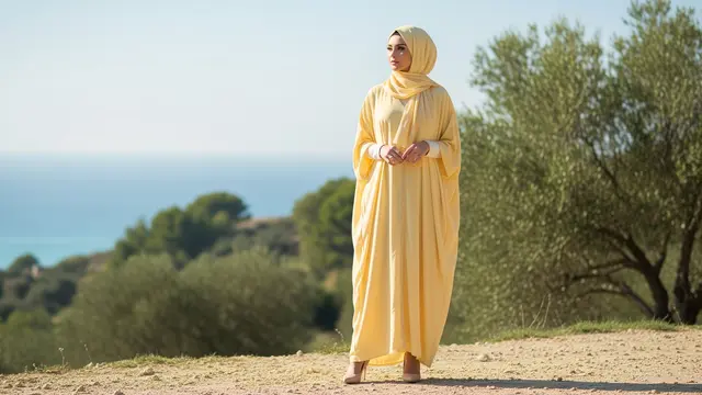 Ilustrasi Model Baju Wanita Warna Yellow Butter Tren Lebaran 2026/Gemini AI