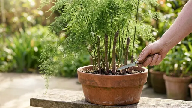 cara menanam asparagus di pot