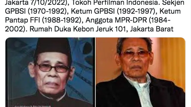 Tokoh Bioskop Indonesia Johan Tjasmadi Meninggal Dunia. (twitter Yan Widjaya)