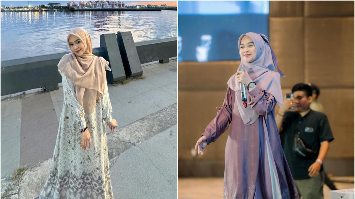 7 Inspirasi Gamis Kekinian ala Ria Ricis, Elegan untuk Tubuh Ramping
