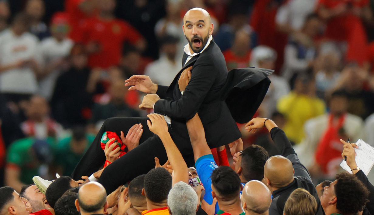 Pelatih Maroko, Walid Regragui juga punya perjalanan karir bermain untuk klub Ligue 1. Pada tahun 2007 Regragui sempat bergabung dengan Grenoble. (AFP/Odd Andersen)