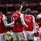 Gelandang asal Inggris milik Arsenal, Eberechi Eze (kedua dari kanan), merayakan gol pembuka bersama rekan-rekannya dalam pertandingan Liga Premier Inggris antara Arsenal dan Crystal Palace di Stadion Emirates, London, pada 26 Oktober 2025.(Henry Nicholls / AFP)