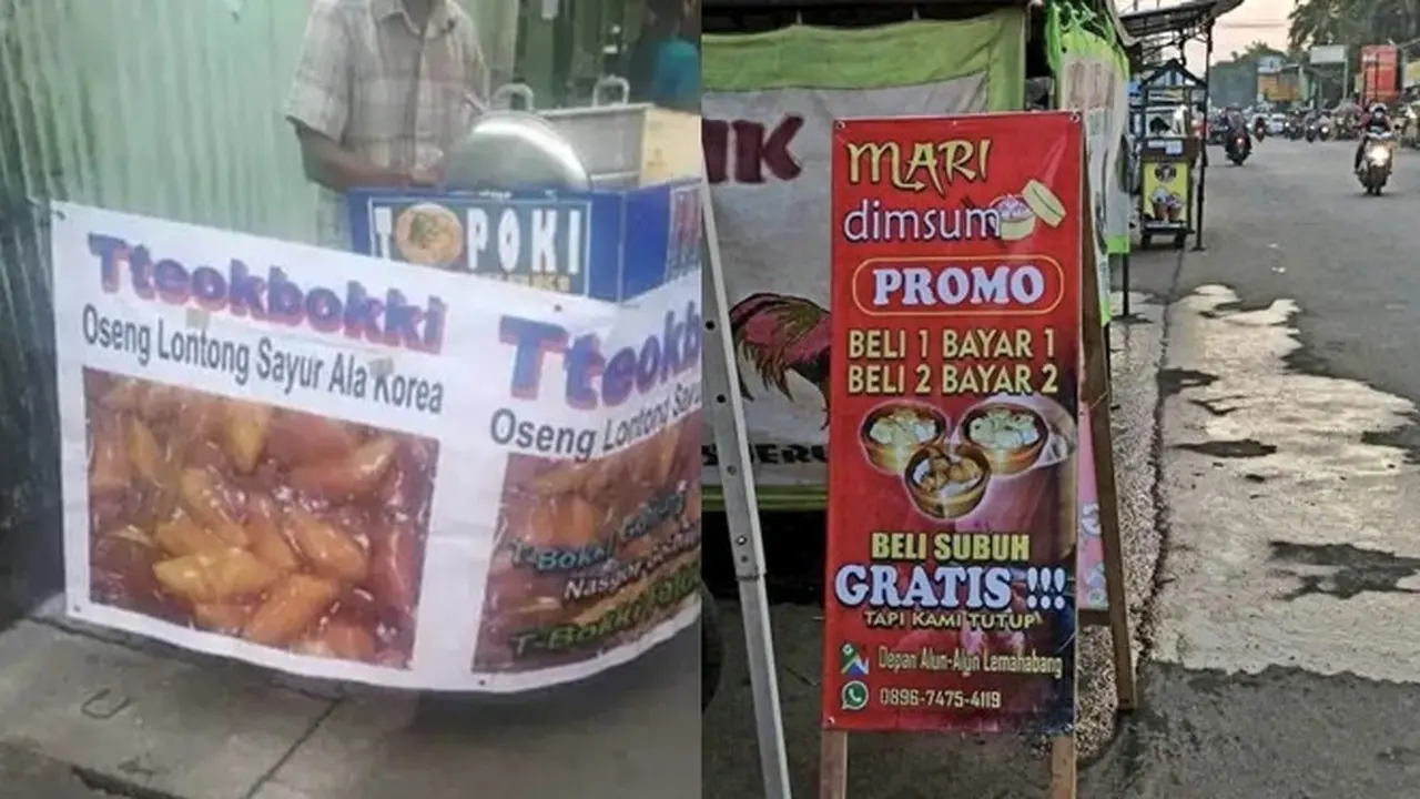 6 Spanduk Makanan Jepang dan Korea Ini Nyeleneh, Pembeli Senyum Lebar