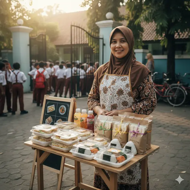 Ide Jualan untuk Ibu-Ibu saat Antar Jemput Anak Sekolah (Foto: Gemini AI)