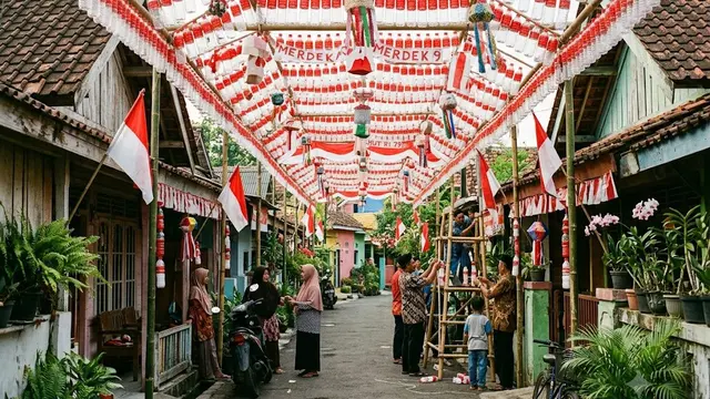 Lampion Gantung Merah Putih dari Botol Plastik