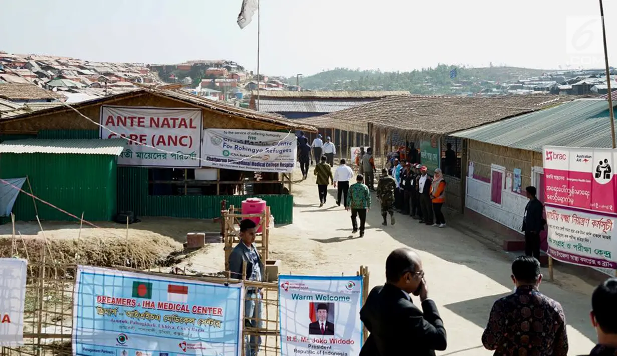 Suasana lokasi pengungsian Rahkhine State di Kamp Jamtoli, Sub Distrik Ukhiya, Distrik Cox's Bazar, Bangladesh, Minggu (28/1). (Liputan6.com/Pool/Rusman Biro Pers Setpres)