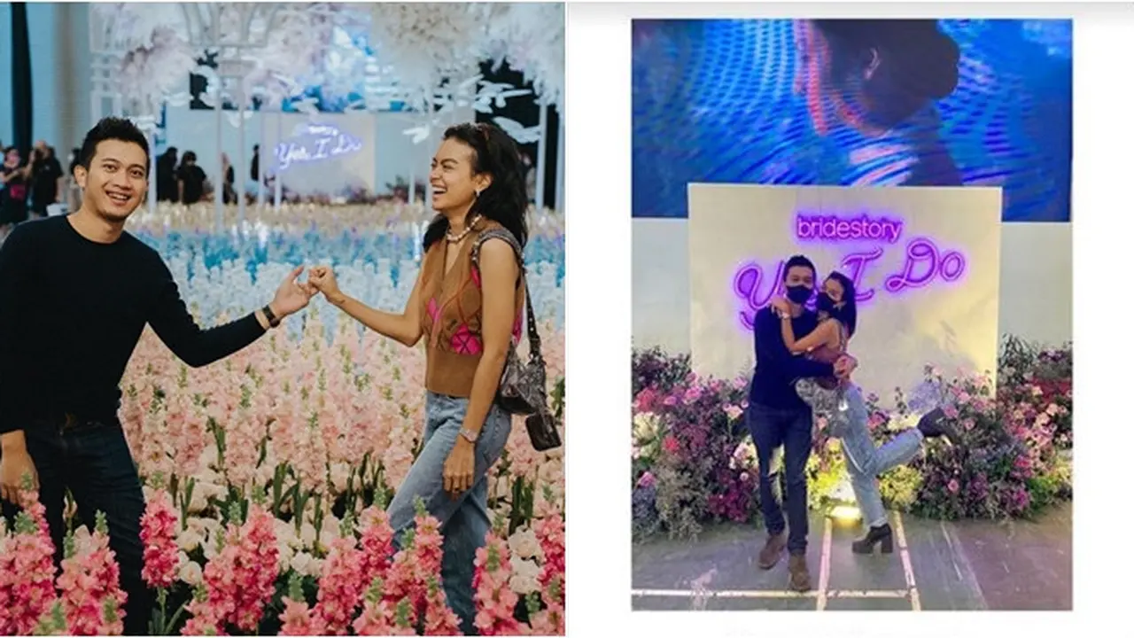 6 Potret Keseruan Eva Celia dan Demas Narawangsa Kunjungi Pameran Pernikahan