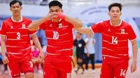Muhammad Sanjaya (10) mencetak tiga gol alias hattrick ke gawang Brunei Darussalam dalam laga perdana Grup B ASEAN Club Championship 2026 di Nathaburi Hall, Thailand, Senin (6/4/2026). (Dok. Timnas Futsal Indonesia)
