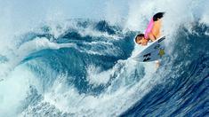 Aksi Courtney Conlogue di nomor Women's Pro Liga Surfing Dunia di Tavarua, Fiji, (31/5/2016). (AFP/World Surf League/Ed Sloane)