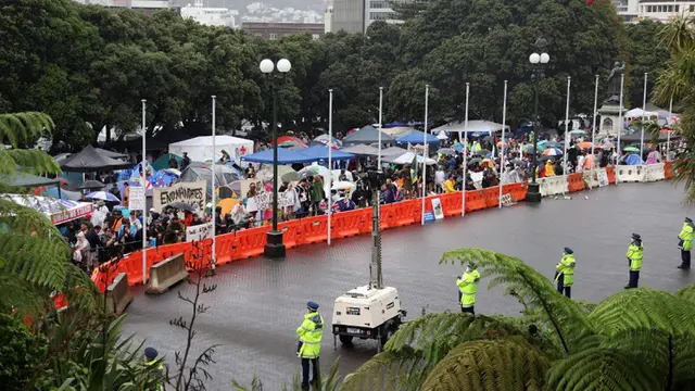 FOTO: Demonstrasi Menentang Pembatasan COVID-19 di Selandia Baru