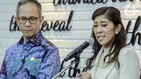 Menkomdigi Meutya Hafid mengumumkan untuk memberantas judi online, kementerian yang dipimpinnya kini menggandeng Otoritas Jasa Keuangan (OJK). (Liputan6.com/Herman Zakharia)