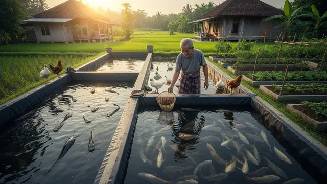 Ilustrasi Ternak Ikan Lele dan Nila dalam Kolam Mini/Gemini AI
