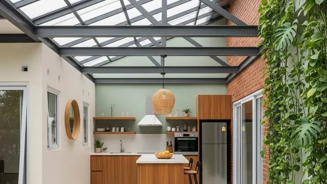 Model Dapur Minimalis Baja Ringan Semi Terbuka