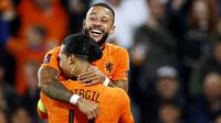Timnas Belanda berpesta gol saat menjamu Gibraltar dalam lanjutan laga kualifikasi Piala Dunia 2022. (AFP/Maurice Van Steen)