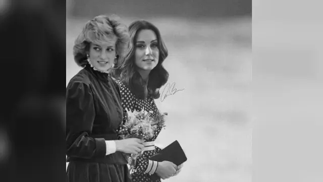 Rekaan foto Lady Diana di antara anak, menantu, dan cucu.