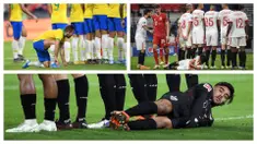 Selain eksekusi penalti, tendangan bebas juga merupakan sumber gol dari bola mati yang sering mengecoh penjaga gawang. Berbagai cara dilakukan tim terhukum untuk mementahkan tendangan bebas. Simak aksi unik para pemain untuk membendung tendangan bebas. (Kolase Foto AFP)