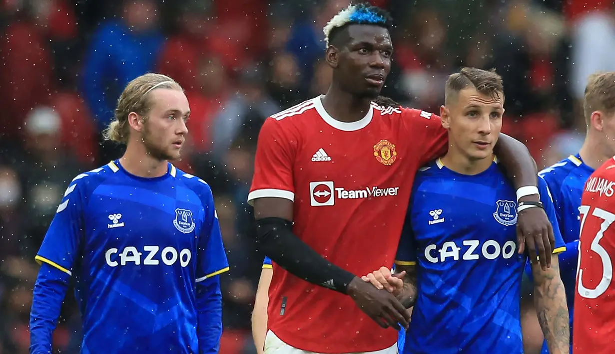Hingga laga usai, tak ada gol tambahan yang tercipta bagi Manchester United dan juga Everton. (Foto: AFP/Lindsey Parnaby)