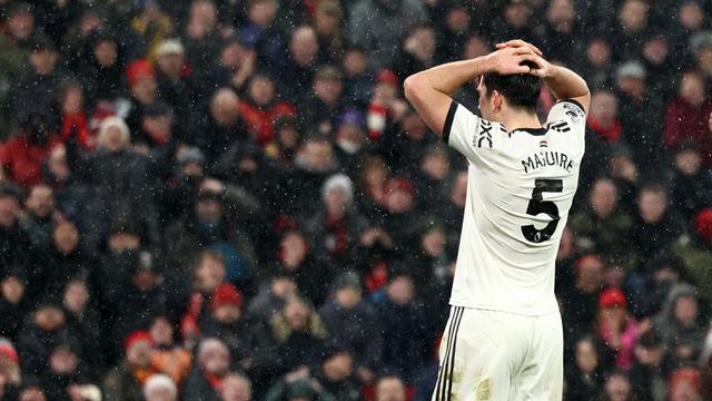 Foto: Reaksi Kecewa Harry Maguire yang Hampir Cetak Gol Kemenangan untuk MU atas Liverpool di Liga Inggris