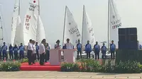 Presiden Joko Widodo meresmikan dua venue olahraga di Pantai Ancol, Jakarta Utara, yaitu Indonesia National Sailing Center dan Jetski Indonesia Academy, Senin (6/8/2018). (Deny/Liputan6.com)