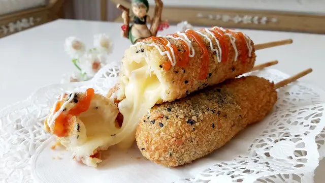 resep corn dog mozzarella