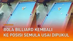 Momen unik dan jarang terjadi dalam permainan billiard terekam CCTV.