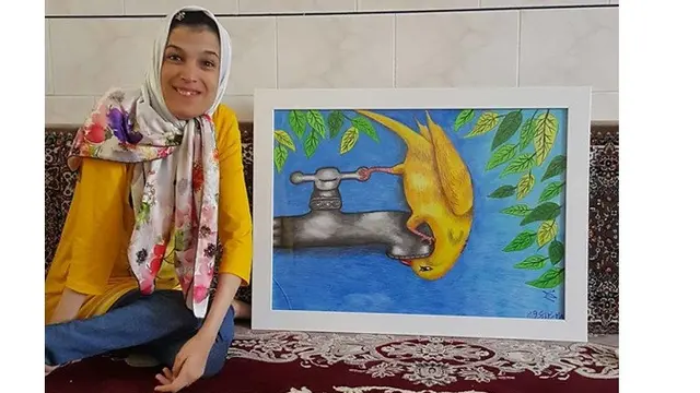 7 Lukisan Wanita Difabel yang Melukis dengan Kakinya Ini Mengagumkan