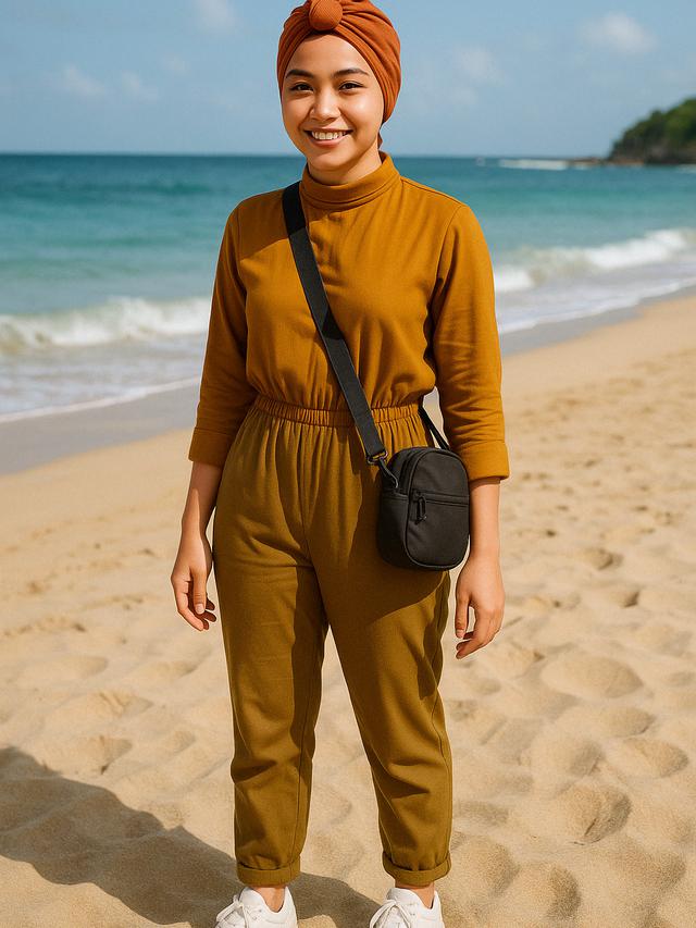 Outfit ke Pantai Hijabers yang Simpel tapi Dijamin Cantik (Foto: Rizka Nur Laily via ChatGPT)