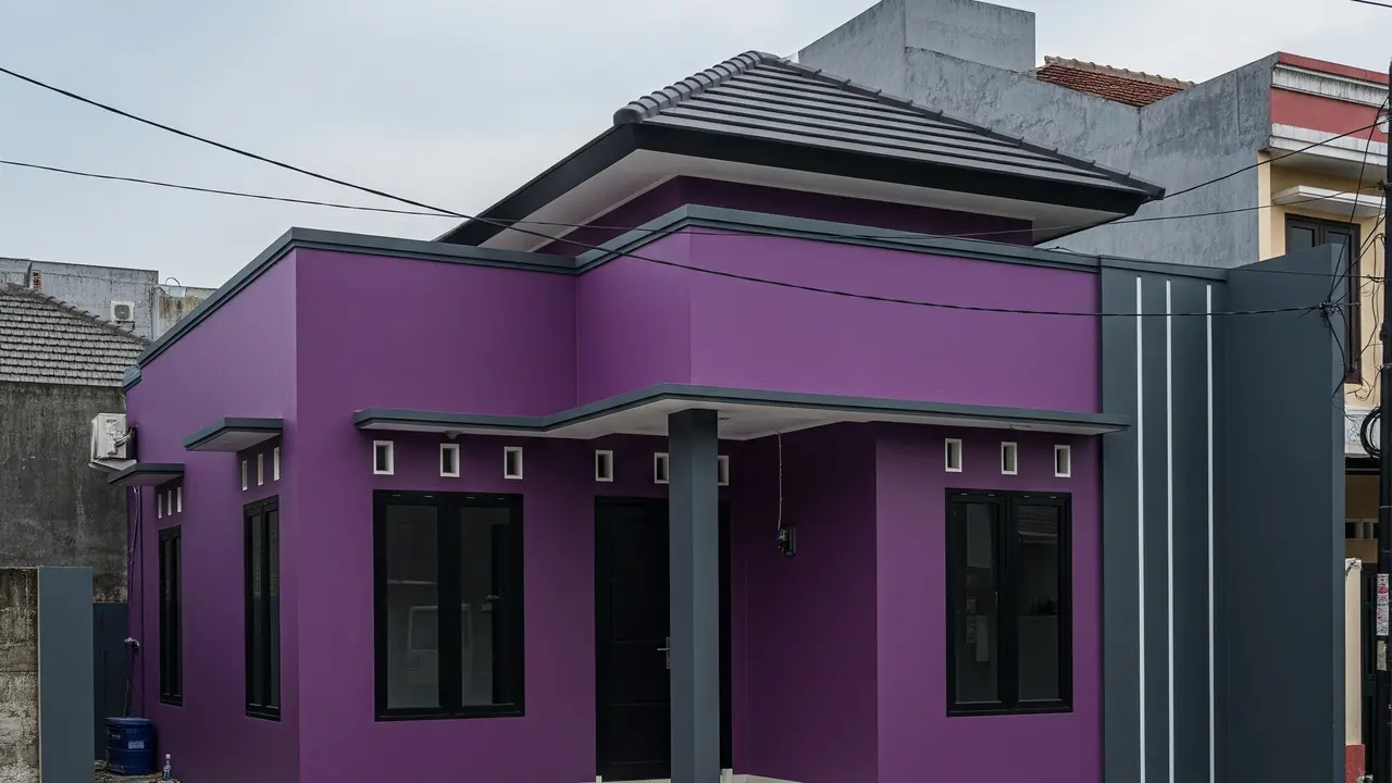 Desain Rumah Sederhana Warna Ungu