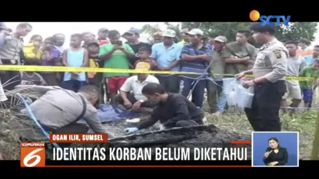 Seorang wanita ditemukan hangus terbakar bersama tempat tidur di rawa-rawa Ogan Ilir, Sumatra Selatan.