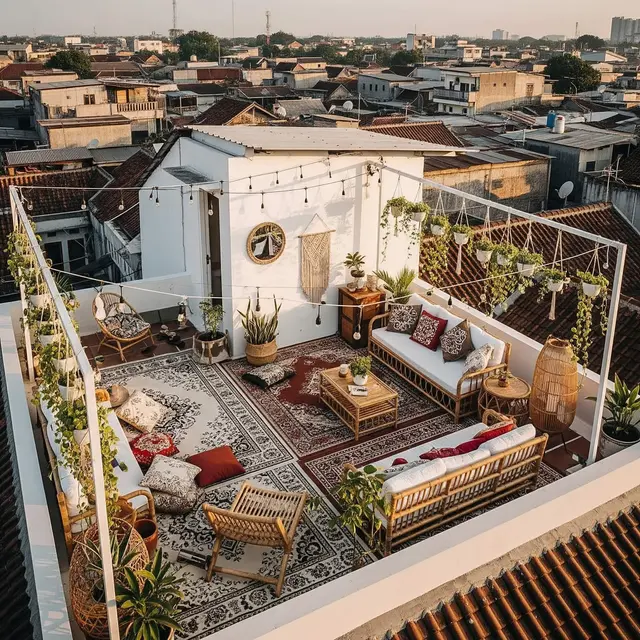 Desain Rooftop di Rumah Kecil Padat Penduduk Tapi Tetap Estetik