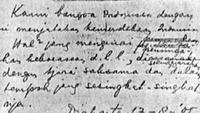 Teks proklamasi asli yang ditulis tangan oleh Ir. Soekarno. (Liputan6.com/web/Museum Perumusan Naskah Proklamasi)